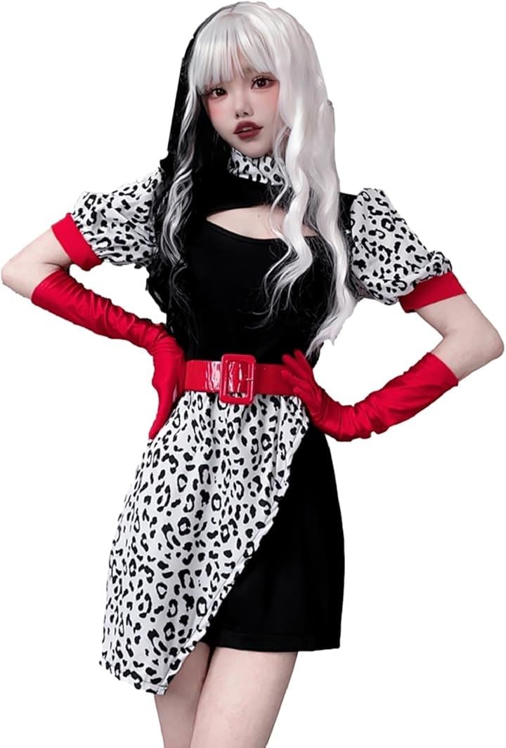 コスプレ ダルメシアン柄 コスチューム セクシー ミニスカ ハロウィン 仮装 衣装 (XL)
