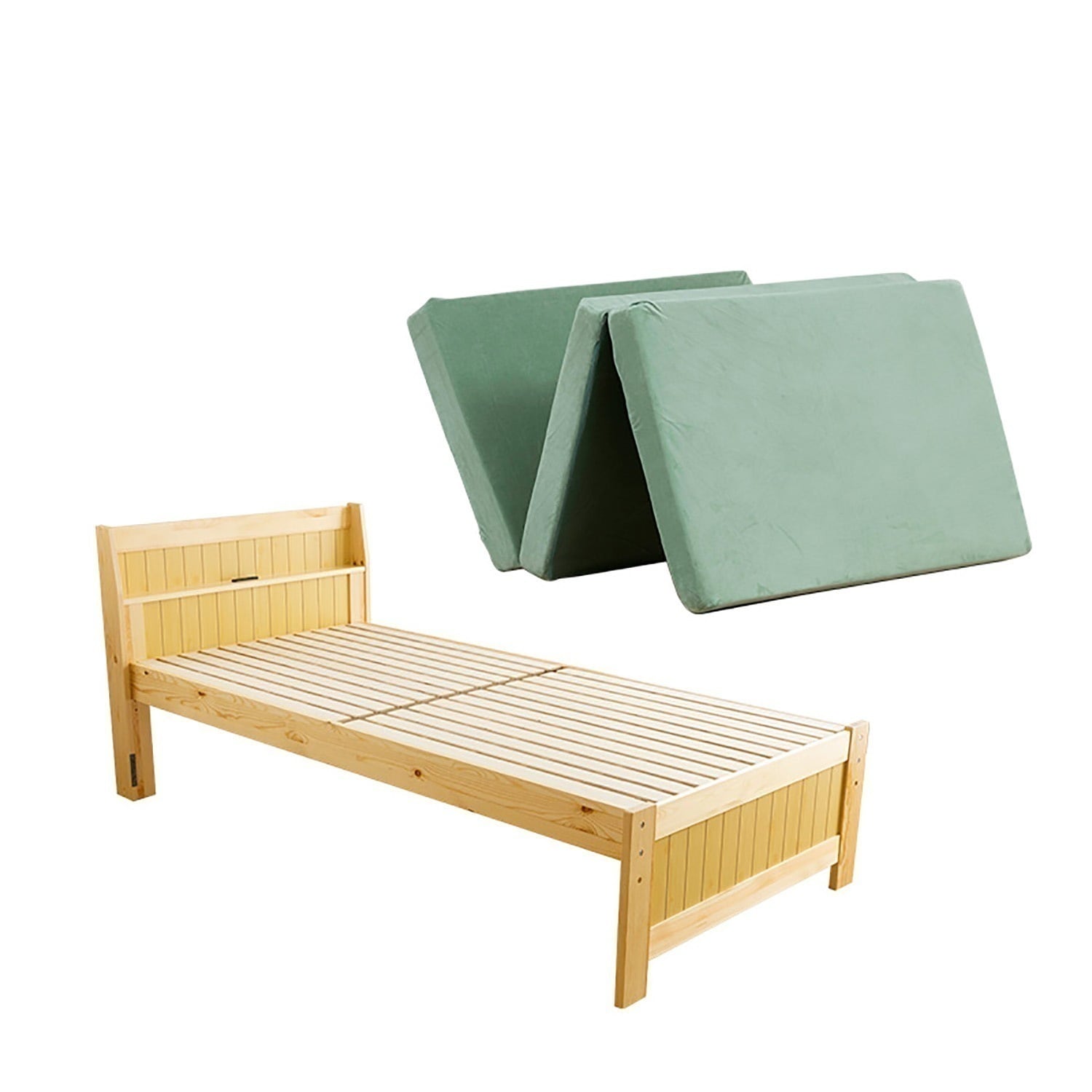 すのこベッド ベッド シングル コンセント付 頑丈 シンプル 天然木フレーム 親ベッド ウレタンマットレス付き