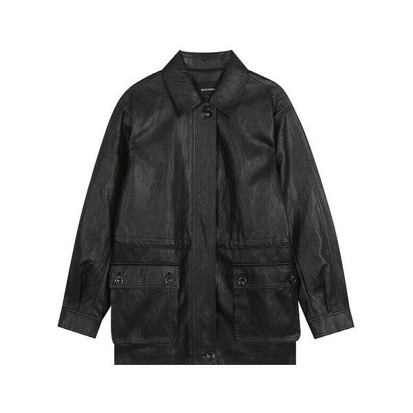 [] 女性) 中ヒップ丈 合成皮革ジャケット (B255LI600P) (P003793863)
