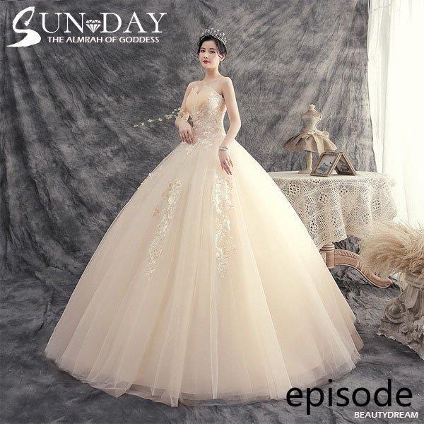 新品ウェディングドレス白 パーティードレス ビスチェタイプ 可愛いレース 花嫁ロングドレス 結婚式 二次会 ウェディング 謝恩会 挙式hs5477