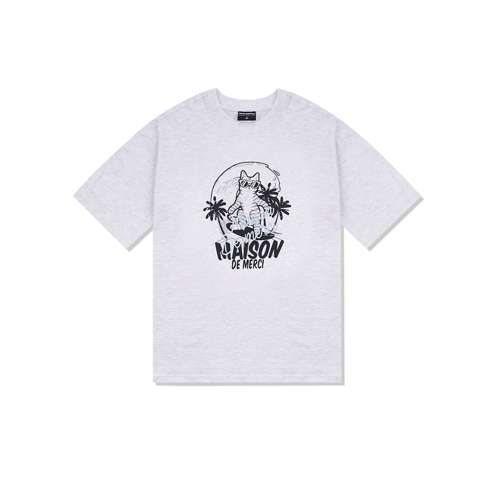 FABULOUS ARCHIVE ユニセックスキトンサーフィンシングルジャージーショートスリーブ T シャツアッシュグレー (FCD2TS607M)