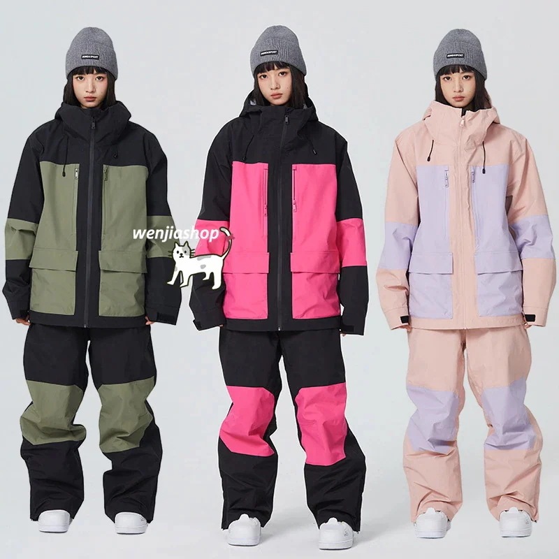 【急速出荷】スノーボードウェア 上下セット レディース メンズ 防水15000mm スキーウェア ジャケット アウター パーカー ロングパンツ 韓国風 スノボウェア プルオーバー 防水防寒防雪保温