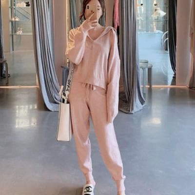 取寄ルームウェア レディース 可愛い ナイトウェア パジャマ 上下セット セットアップ 2点セット 部屋着 寝間着 長袖 長ズボン 無地 春 秋 大きいサイズ 大きめ XL かわいい Vネック リラッ