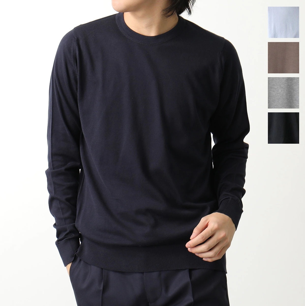 JOHN SMEDLEY ジョンスメドレー セーター ROWLAND ローランド メンズ EASY FIT 30G 長袖 クルーネック コットン ニット カラー5色 【mega】