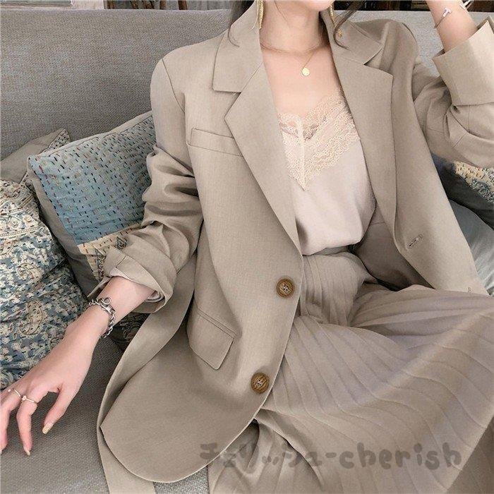 セットアップ レディース トップス ブレザー ジャケット プリーツスカート 40代 2点セット ロン