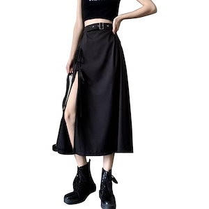 スリット　ロングスカート　インナーショートパンツ付き　韓国系ファッション