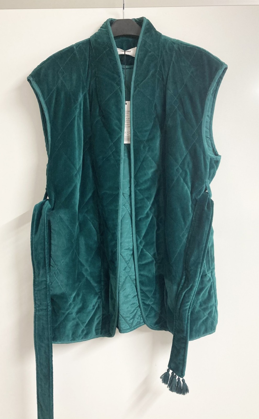 Sara　mallika　021022SM4　GREEN　VELVET　N/S　BELT　JK　キルティングベスト