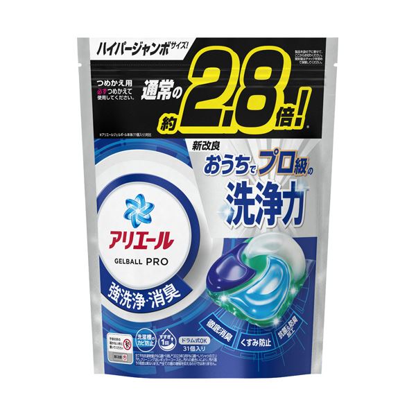 （まとめ） P＆Gアリエール ジェルボールプロ つめかえ用 ハイパージャンボサイズ 1パック（31個） (×5セット)