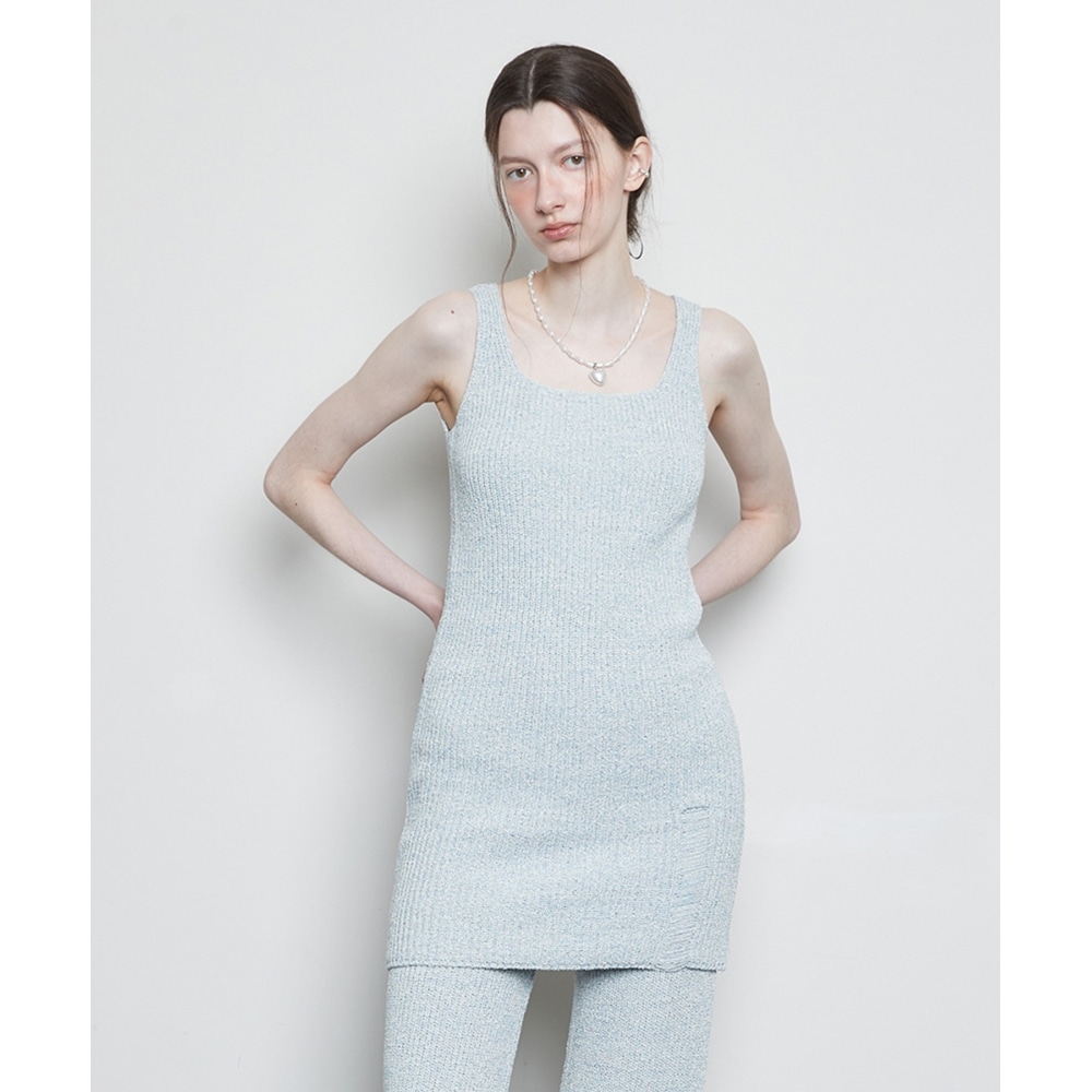 ラーティジェント L3 デマージュ ニットドレス(スカイブルー)