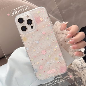韓国 インスタ映えピンクグラデーション星柄Apple17 Pro Maxケース16代発iPhone14ラメ11 iPhone17ケース