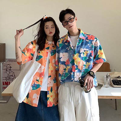 ハワイアンシャツ フラワー柄 半袖 Riviera ヴィンテージ アロハシャツ