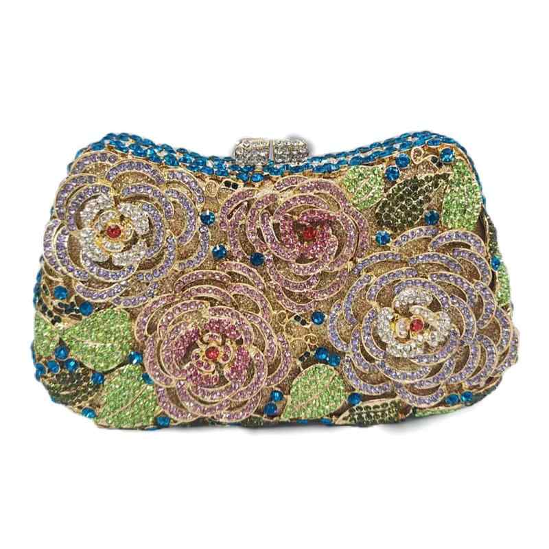 レディース 鞄 カバン バック ファッション オシャレ アイテム 小物 ローズフラワー ディナーバッグ ハードボックス ハンドバック パーティーバッグ