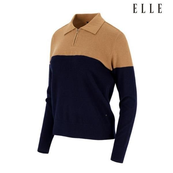 ゴルフセーブゾーン01 女性カラーブロックハーフジップモックネックセーター 6J63401 820 (S45014064)