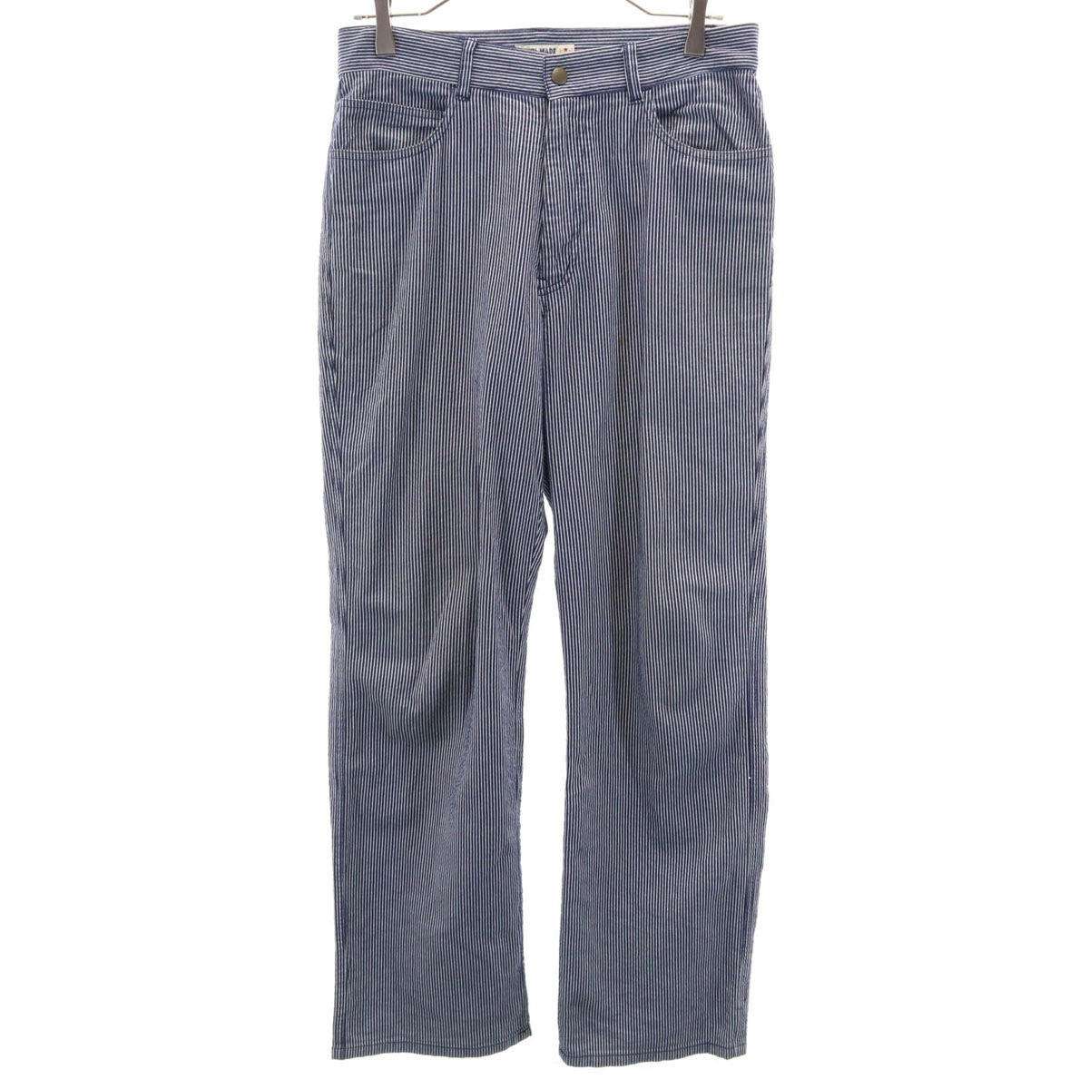 GAIJIN MADE ガイジンメイド 日本製 ストライプ柄 パンツ S ネイビー系 メンズ 古着