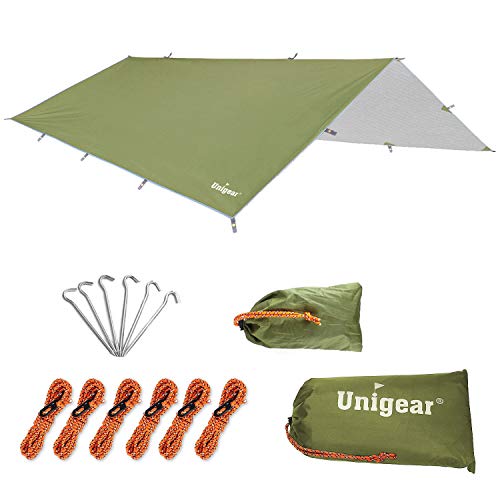 Unigear 防水タープ キャンプ タープ テント 軽量 日除け 高耐水加工 紫外線カット 遮熱 サンシェルター ポータブル 天幕 シェード アウトドア 収納ケース付 2-6人用 4サイズ (アーミ