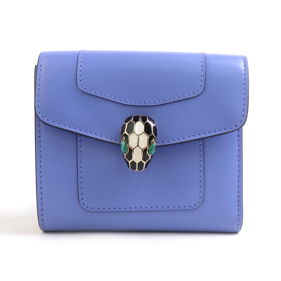 ブルガリ BVLGARI 二つ折り財布 セルペンティ レザー パープル レディース r10700i