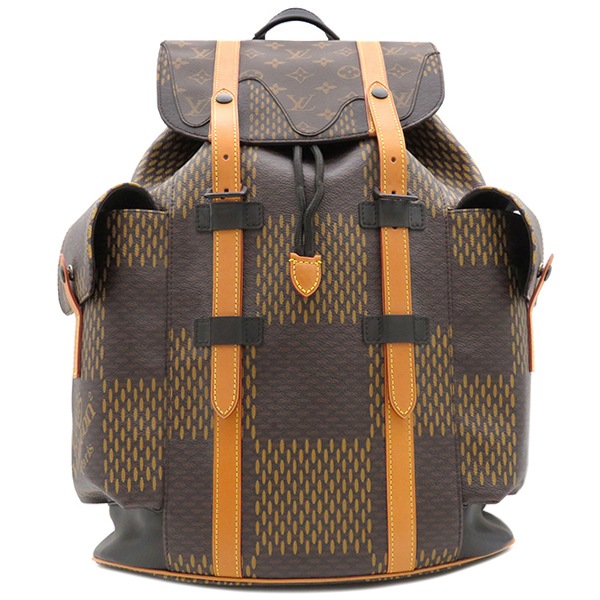 ルイヴィトン LOUIS VUITTON リュック・デイパック クリストファー PM モノグラムキャンバス ダミエジャイアントキャンバス アルマニャック シルバー金具 茶 バックパック LVスクエアー