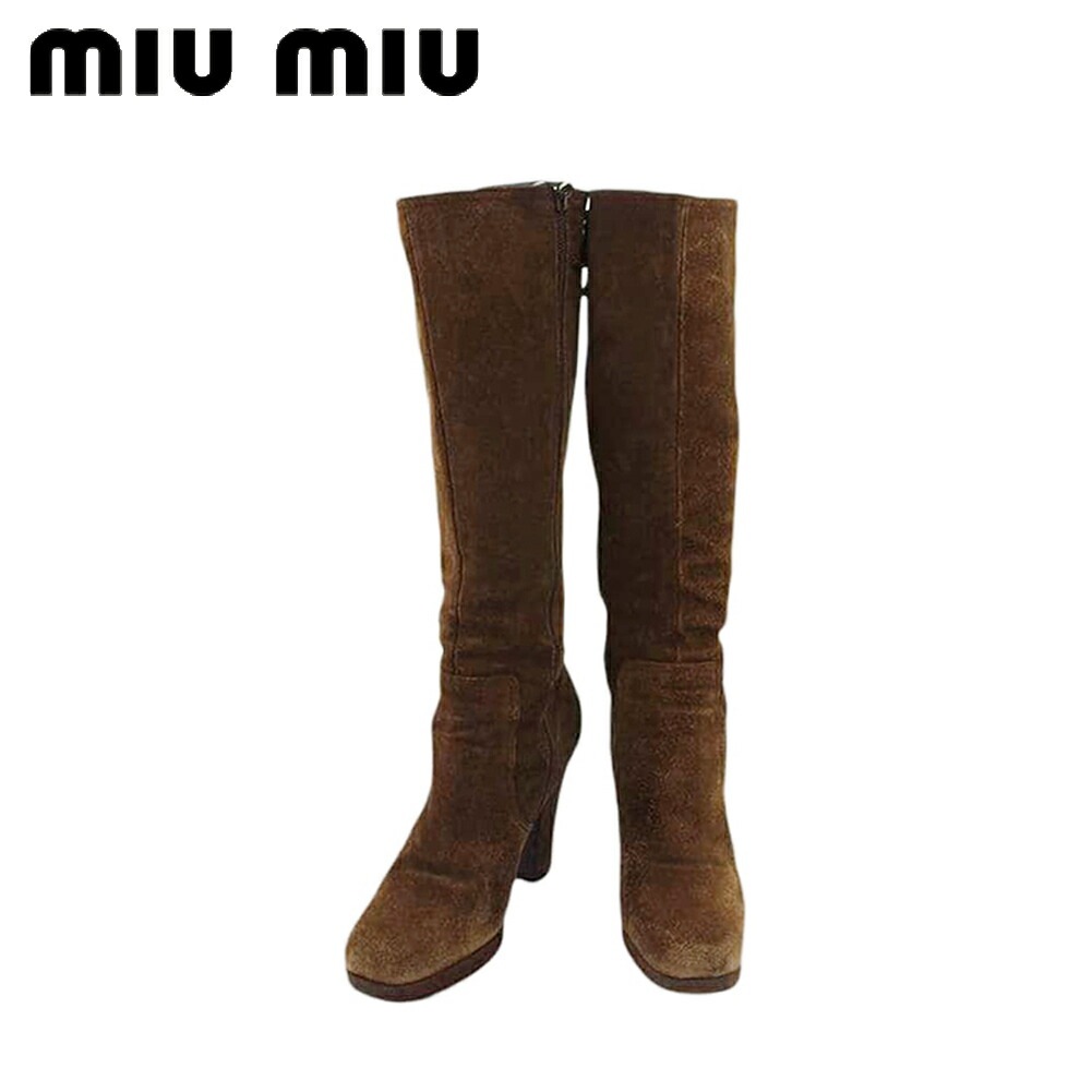 ミュウミュウ ブーツ シューズ 靴 レディース 39 チャンキーヒール ロングブーツ miu miu 中古
