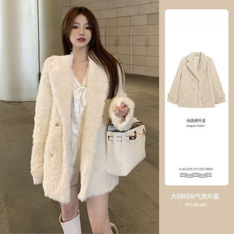 新しい暖かいプラスサイズの婦人服インターネットセレブ爆弾ストリートセレブ気質模造毛皮コートレディース冬少し太った万能コートレディース