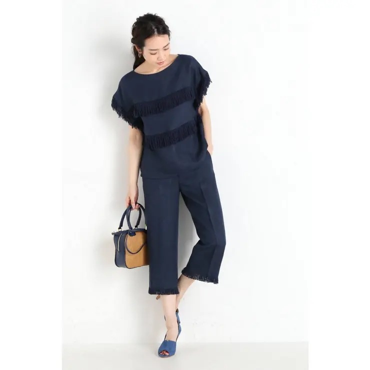 ITALY LINEN フリンジパンツ