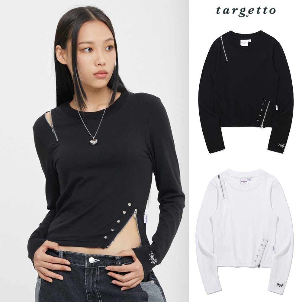 [TARGETTO] ZIPPER SLIT LONG SLEEVE TEE SHIRT