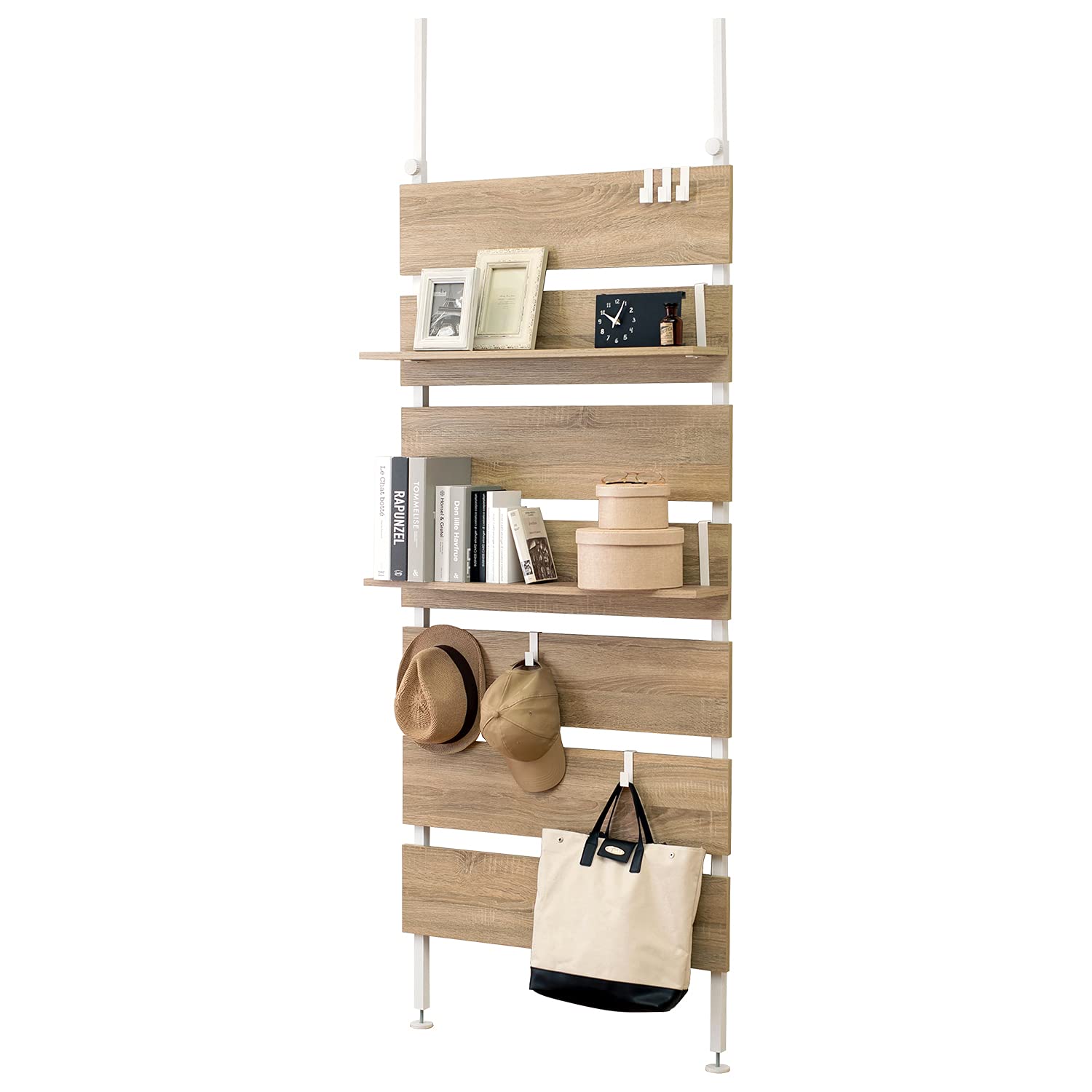 萩原(Hagihara) 突っ張り ラック つっぱり 棚 壁面収納 ウォールラック 【DIY・穴あけ・工事が不要】簡単取付 段差対応 木目調 幅80 スリム ナチュラル KTR-3148NW 8,232円