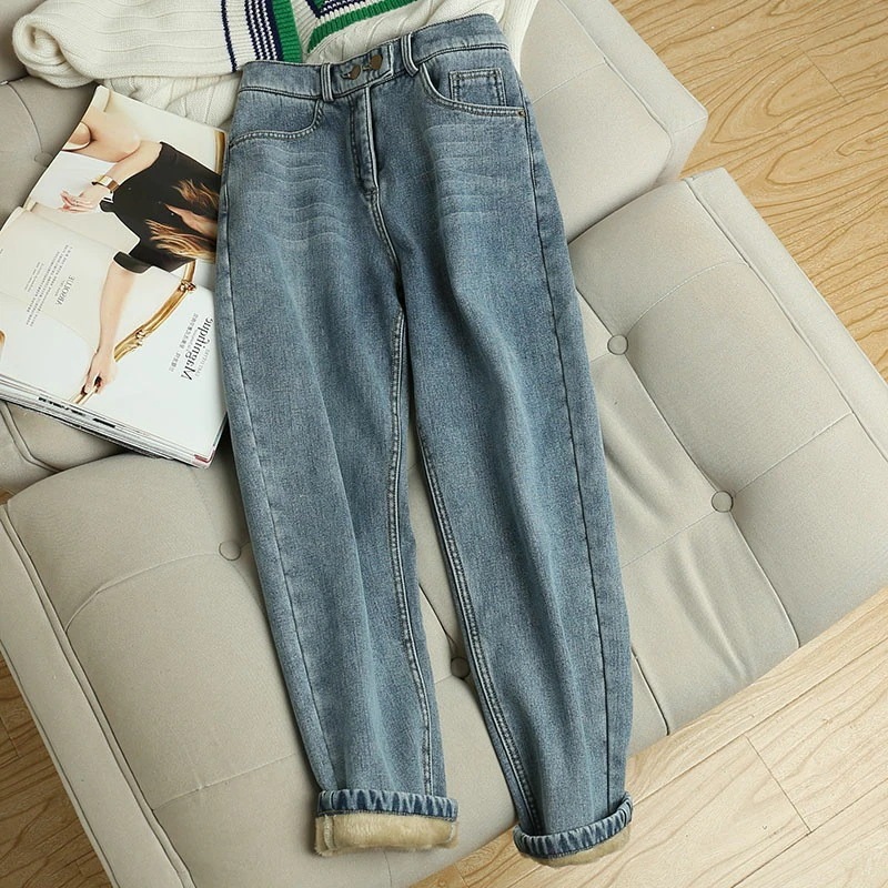 【メガ割 】デニムパンツ 韓国ファッション ジーンズ レディース 裏起毛 暖かい 着痩せ おしゃれ 美脚 ストレッチ ストレート 伸縮