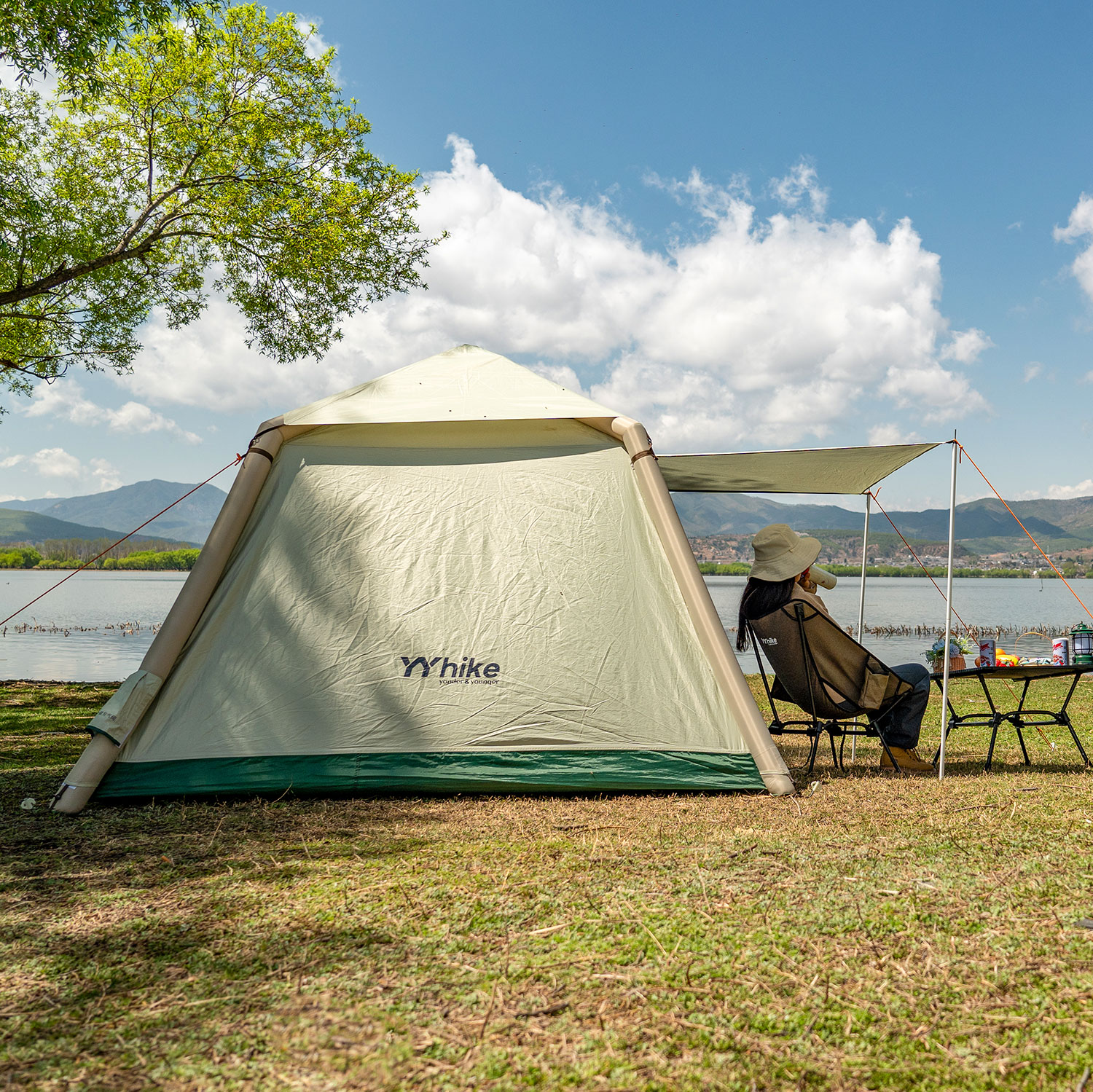 インフレータブルテント 1～3人用 テント 4面換気 防水 UPF50+ UVカット エアーテント エアーフレームテント 耐水圧2000mm ソロキャンプ 自立式 キャンプ ファミリー 設営簡単
