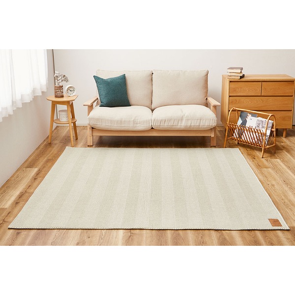 ラグマット 絨毯 約190x240cm グリーン 洗える ヘリンボンラグ 滑り止め付 ホットカーペット 床暖房可 オールシーズン リビング