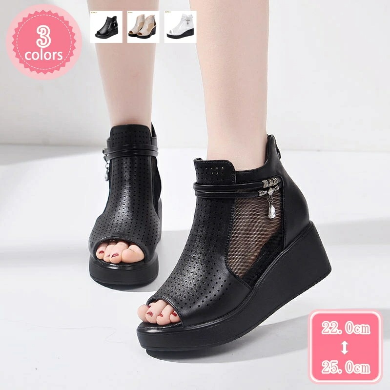 2000円OFFクーポン 3ブーツサンダル レディース 大きいサイズ オープントゥ バックジップ サンダル 通気 メッシュ 厚底サンダル ハイヒール ウェッジソール 厚底 春 夏 歩きやすい 可愛い 22,351円