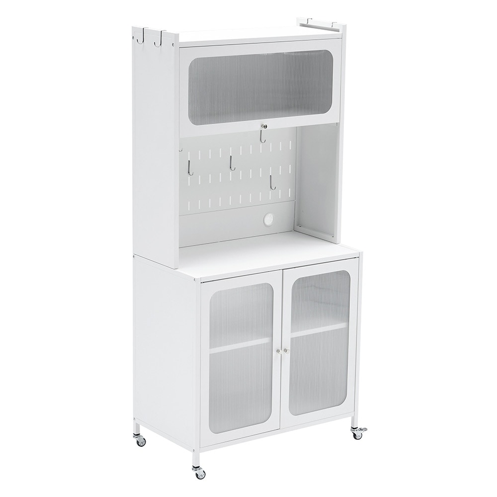 食器棚 キッチンカウンター スリム キッチン収納 ガラス扉 キッチンワゴン キッチンボード おしゃれ キッチンキャビネット キッチンストッカー 80cm カップボード レンジ台 収納 棚 ラック リビ