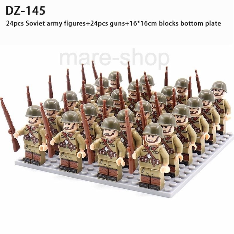 ブロック レゴ 互換 兵士 ミニフィグ 24体 セット ソビエト兵 ソビエト軍 ミニフィグ 武器 武器付き