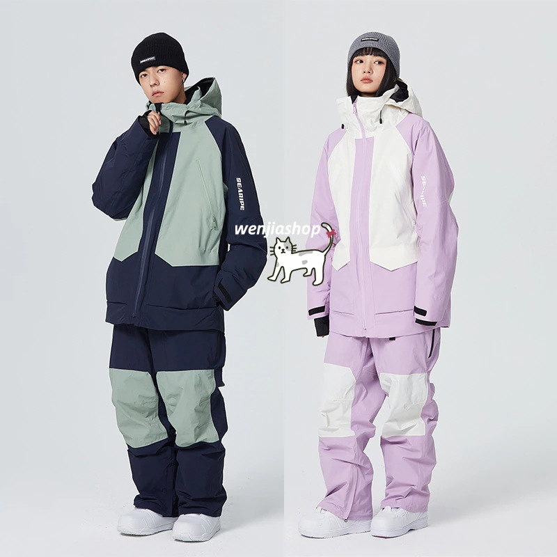 スノーボードウェア 上下セット レディース メンズ 防水15000mm スキーウェア ジャケット アウター パーカー ロングパンツ 韓国風 スノボウェア プルオーバー 防水 防寒防雪保温防風通気