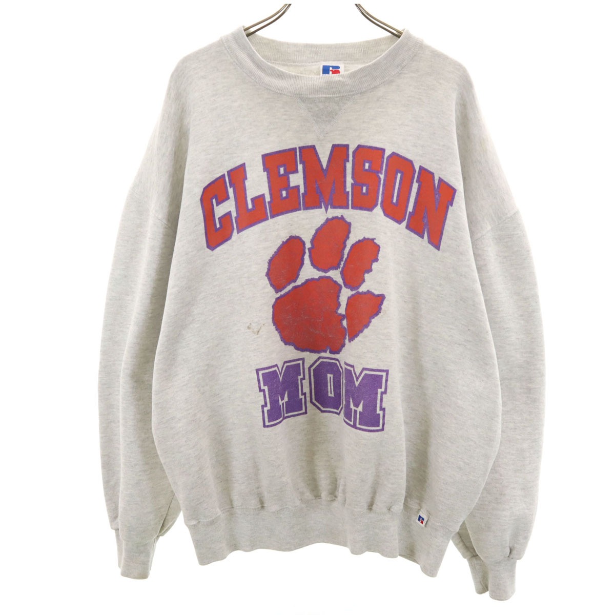 90s USA製 オールド CLEMSON MOM 長袖 スウェット トレーナー XL グレー メンズ 古着
