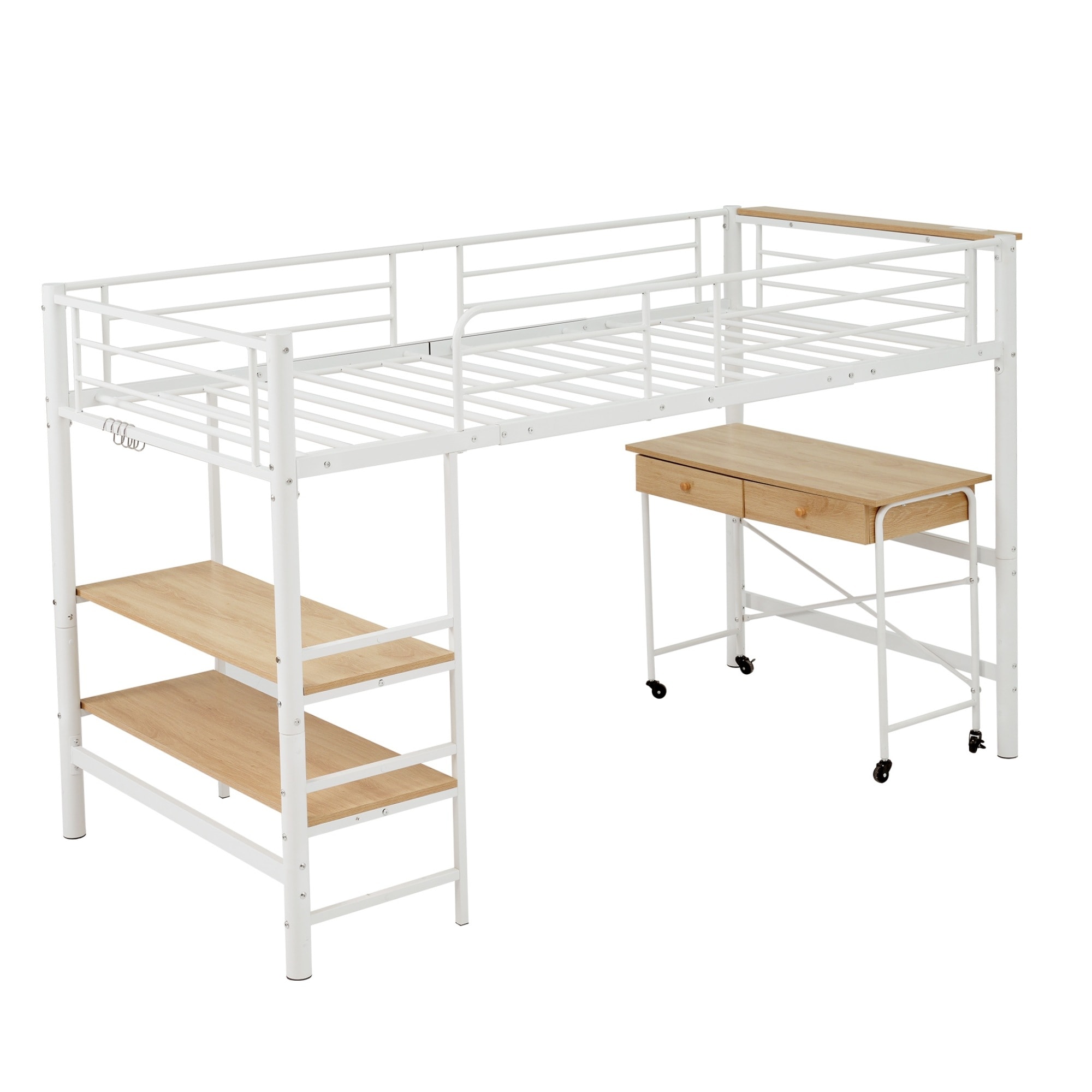 【即日発送】パイプベッド ロフトベッド システムベッド デスク付き 高さ130cm シングル コンセント付き 収納 スチール 耐震 ベッド シングル パイプベッド パイプ 収納付き ラック付き 22,054円