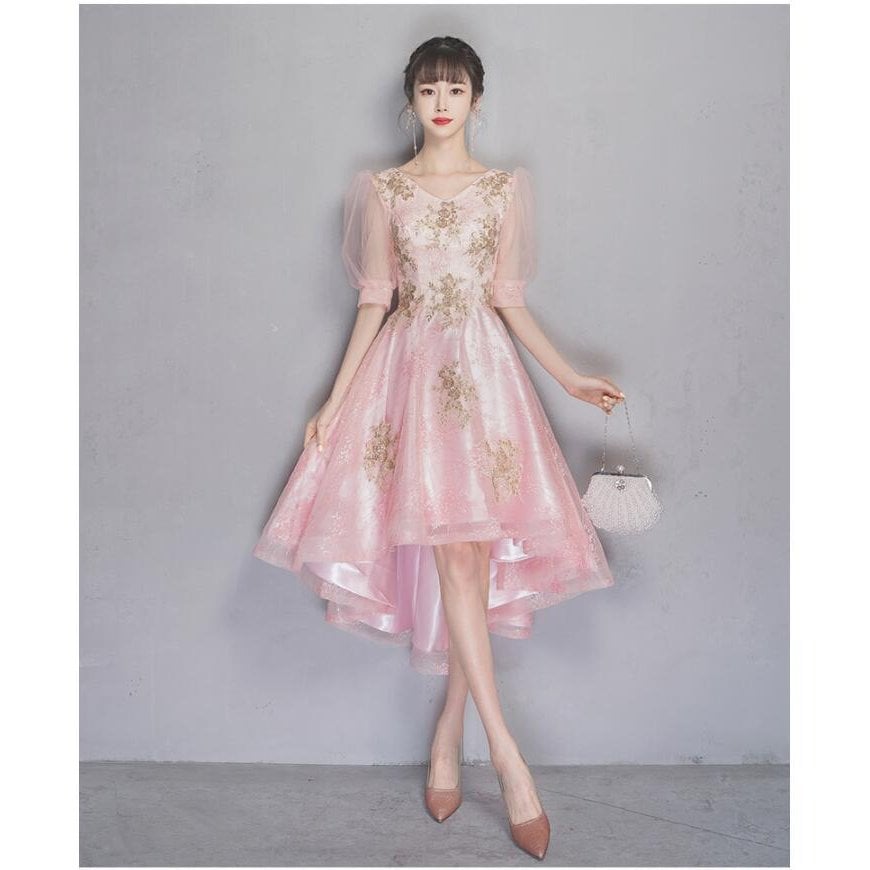 ウエディングドレス ロングドレス 袖あり パーティードレス ミモレ丈 結婚式 お呼ばれ 二次会 披露