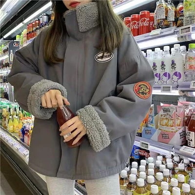 【2025新作】[即納]厚 ラムズウール フェイク ゆったり 秋冬 韓国風 ジャケット トレーナー チェスターコート両面着用 品質良い