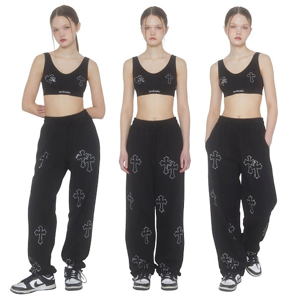 ☆人気☆【ROCKCAKE】☆Half Crystal Jogger Pants☆ MUSINSA | ROCKCAKE Crystal Heart 2way Jogger - Black