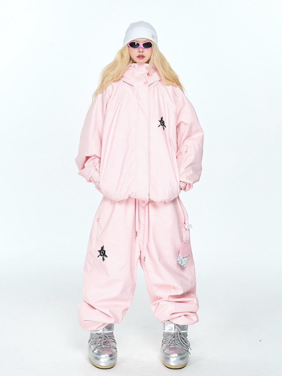 新作限定 スキーウェア ズボン 厚手 フード付き プロ 可愛い 保温 防風 防水 シンプル ピンク