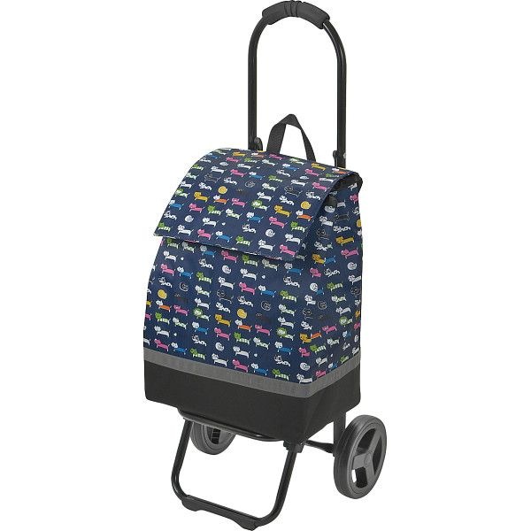 シャルミス ネコ柄ショッピングカート ネイビーブルー