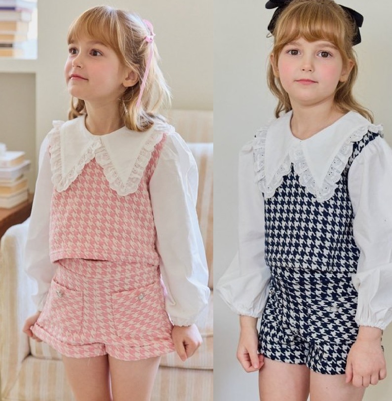 (上下セット) 女の子 フォーマルファッション／キッズ ファッション 子供服／ 2色（ピンク／ネイビー）