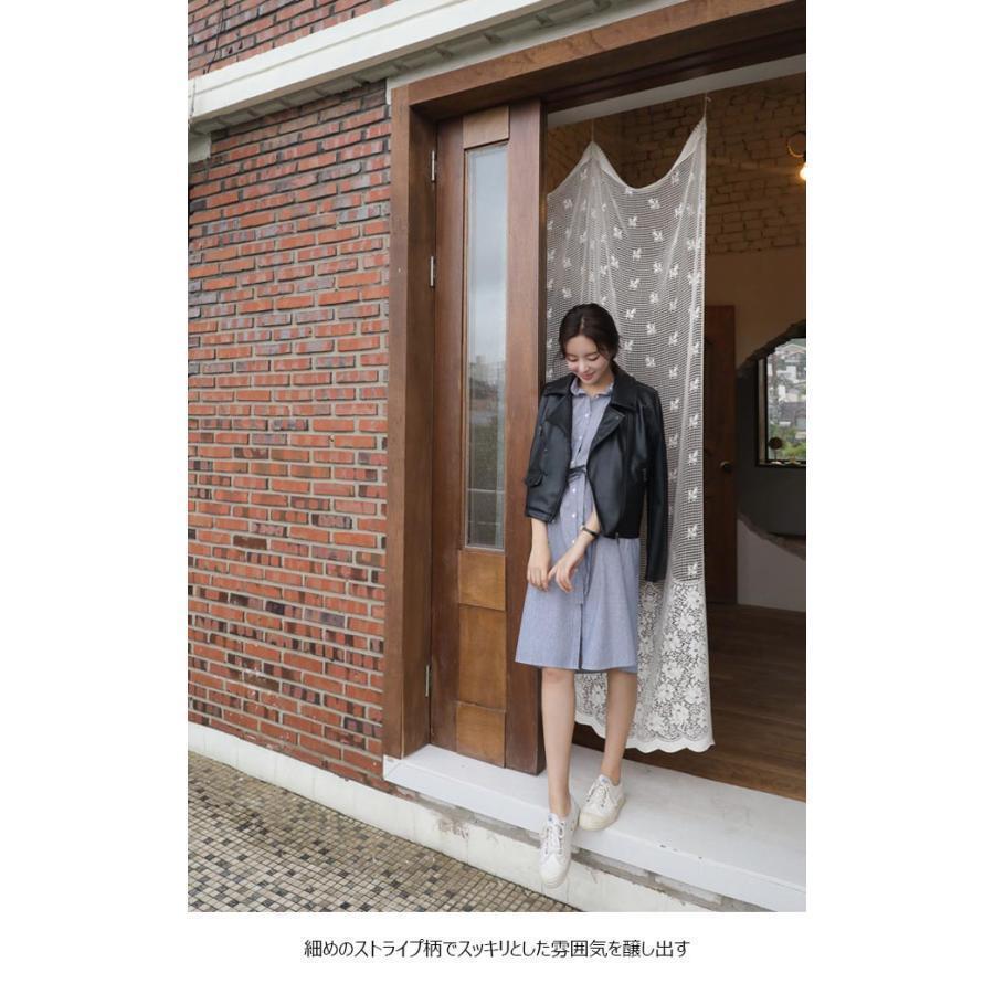 春 夏 シャツワンピース 長袖 シャツワンピ 秋 ワンピース レディース 長袖ワンピース 春 秋 ストライプ柄 膝丈ワンピース ロングワンピ 通勤