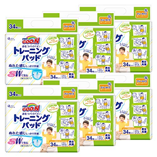 【トレーニングパッド フリーサイズ】グーン おむつバイバイトレーニング 204枚(34枚6) [ケース販売] 5,980円