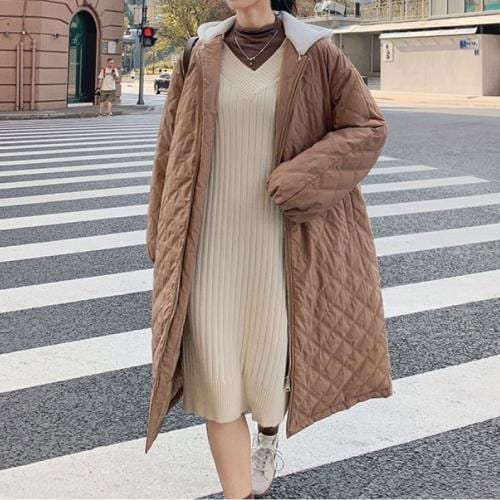 ダウンジャケット ダウンコート 中綿コート キルティングコート ベンチコート アウター 超ロング 無地 フード付き 冬 長袖 ロング丈 大きいサイズ おしゃれ 可愛い オルチャン 韓国 アウター 厚手