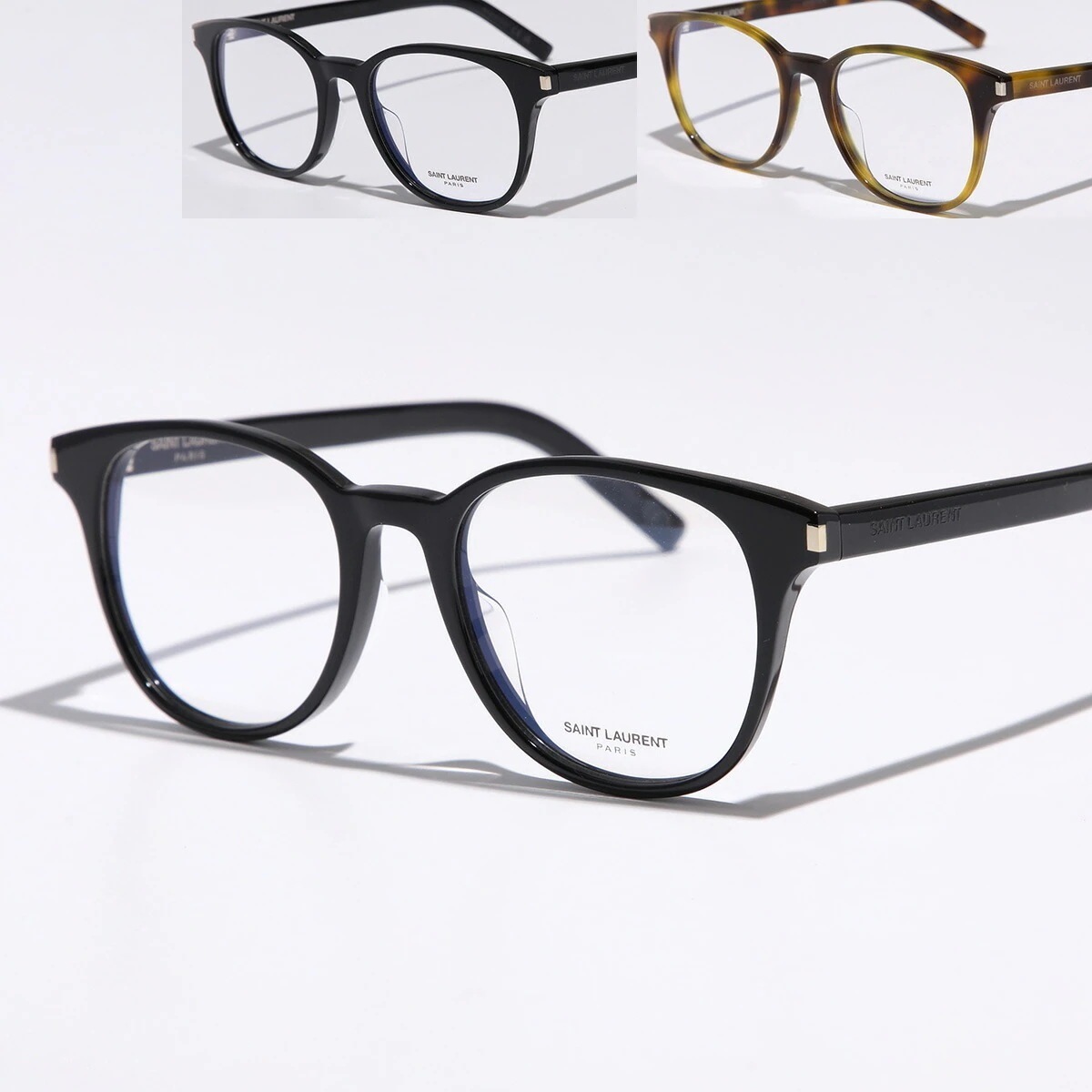 SAINT LAURENT サンローラン メガネ SL 523 レディース ボストン型 セルフレーム フルリム 伊達メガネ 黒縁 めがね 眼鏡 ロゴ アイウェア カラー2色