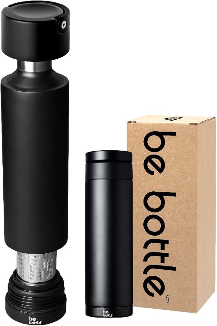 18oz 茶こし付 保冷 保温 真空断熱 1本(黒色, 498 ml)