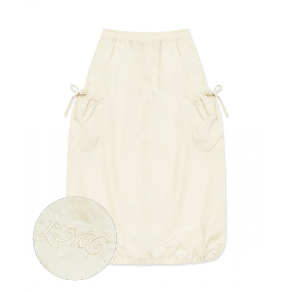 LMC WM リボンナイロンロングスカートアイボリー