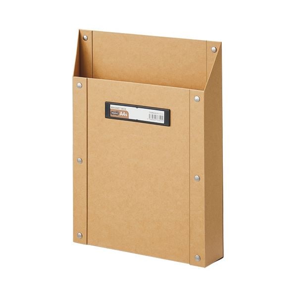 （まとめ） TANOSEEマグネットボックス（貼り表紙） A4タテ型 クラフトブラウン 1個 [x3セット]