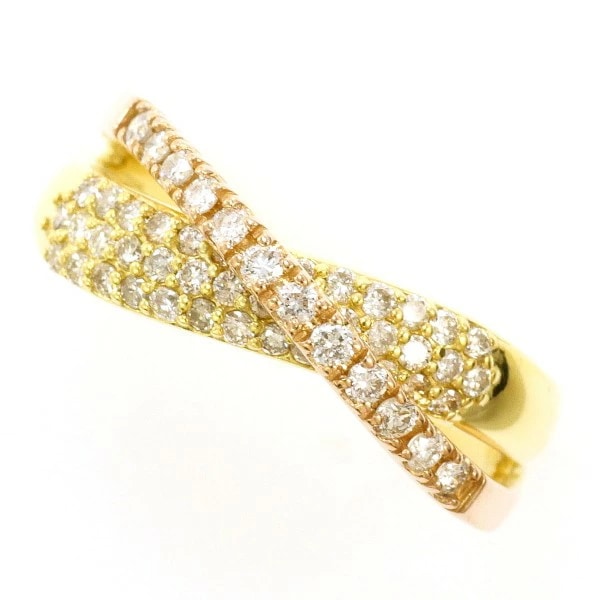 K18 18金 YGPG リング 指輪 13号 ダイヤ 0.50 カード鑑別書 ジュエリー 中古