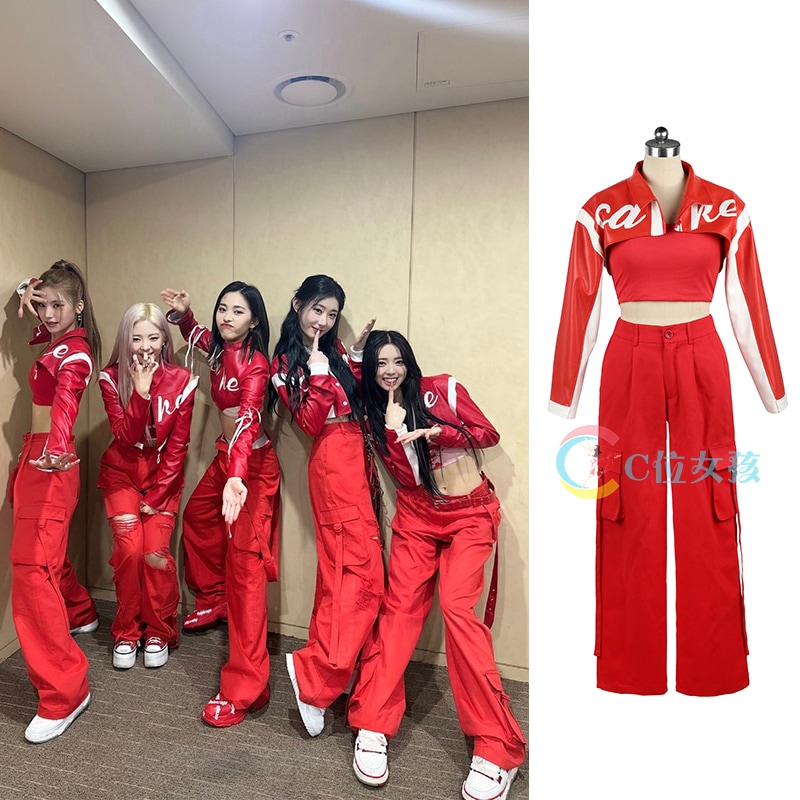Itzy With ケーキレッドダンスkpopジャズダンスパフォーマンスステージウェアオーバーオール
